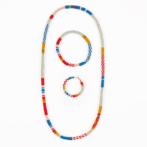 Patchwork Tube Beaded Earrings