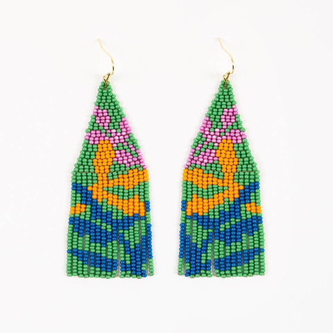 Beaded Botanica Fringe Earrings