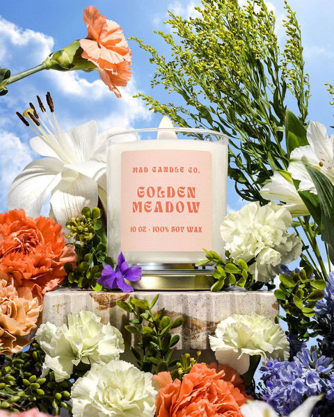 Golden Meadow Soy Candle - 10oz Glass Jar & Wood Wick