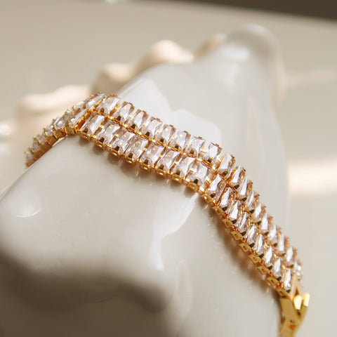 Gold Plated Tennis Crystal Bracelet