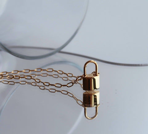 18K Gold Plated Lock Pendant necklace