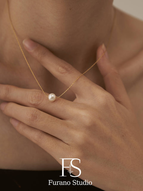 Gold Plated Floating Pearl Necklace