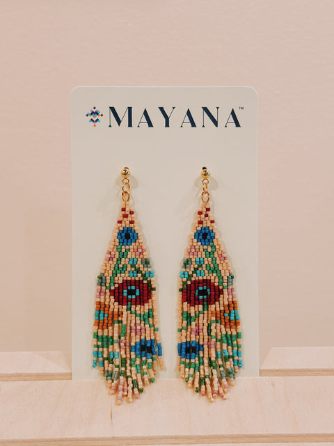 Beaded Wildflower Fringe Earrings