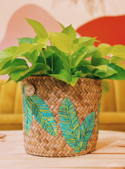 Banana Leaf Embroidery Seagrass Plant Baskets | LIKHÂ