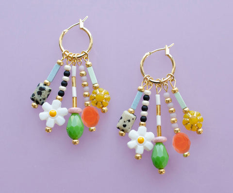 Colorful Beaded Charm Earrings