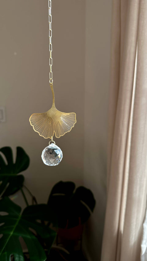 Giant Leaf Suncatcher Wall Hanging, Rainbow Maker, Ginkgo