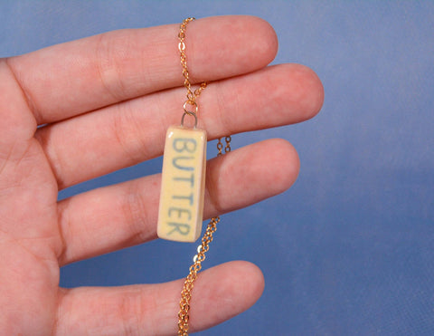 Butter Ceramic Charm Pendant Necklace