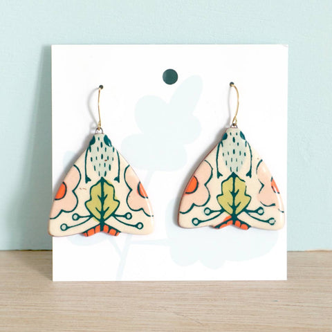 Hidden Moth Dangle Earrings with 14k Gold-Plated Hooks