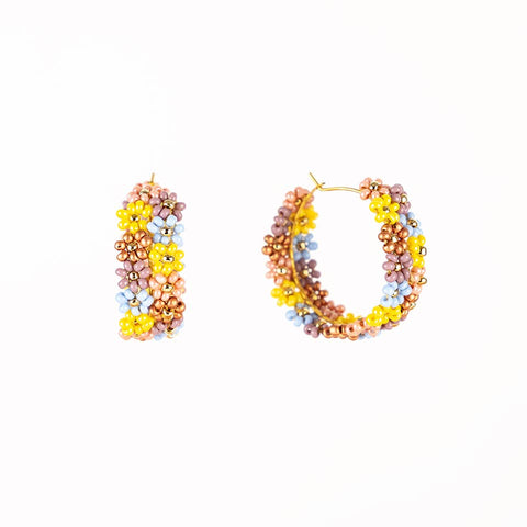 Double Daisy Hoop Earrings