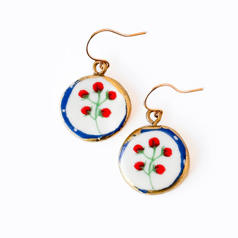 Ceramic Floral Drop Earrings