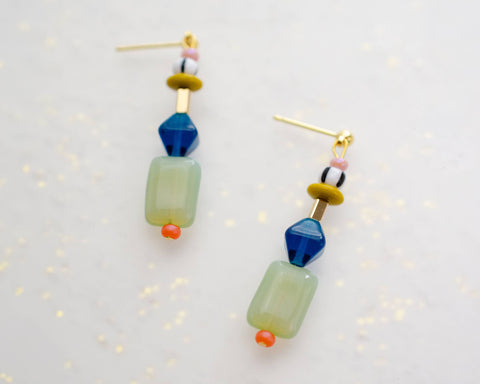 Multicolor beaded dangle earrings