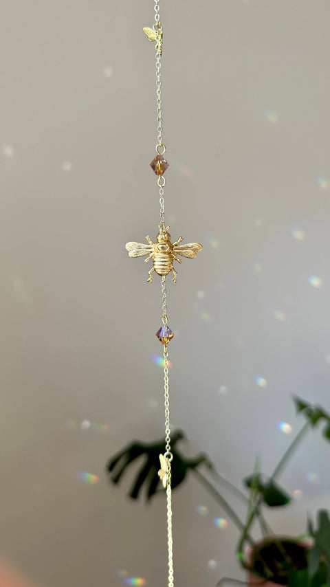 Queen Bee Suncatcher, Honey Bee Decor, Swarvoski crystals