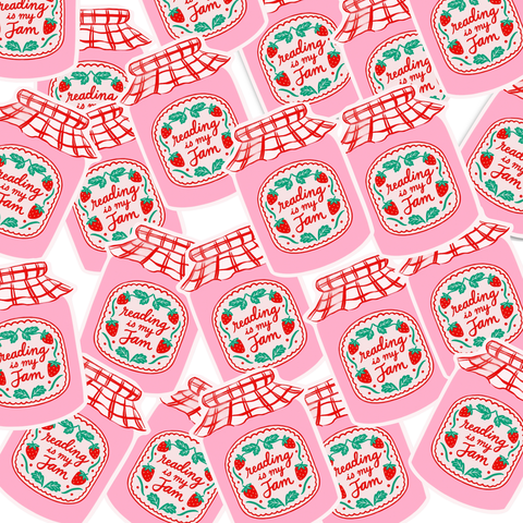 Reading Is My Jam Sticker – Cute Strawberry Jam Jar