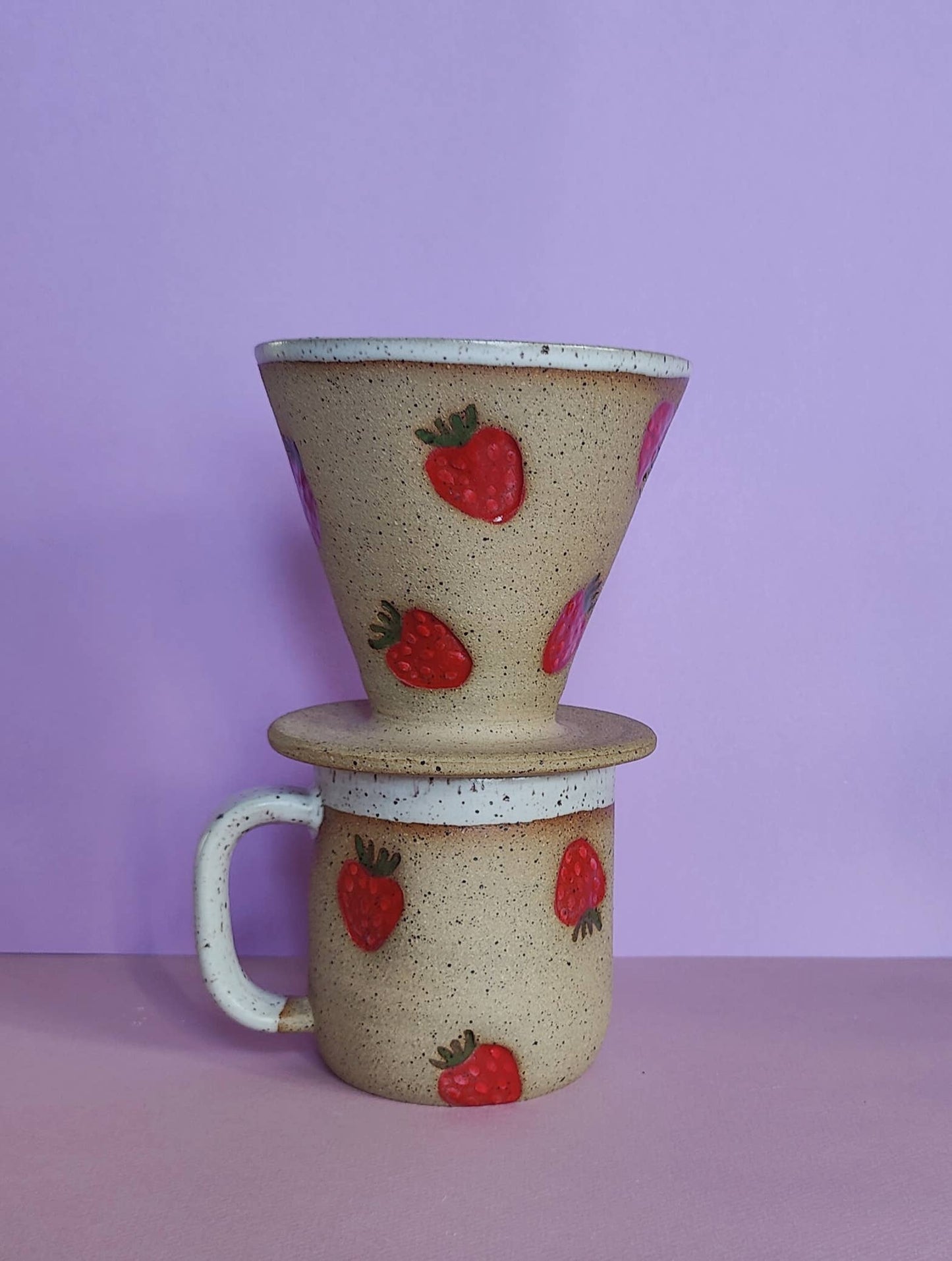Pour Over Cone in Strawberry Stamp