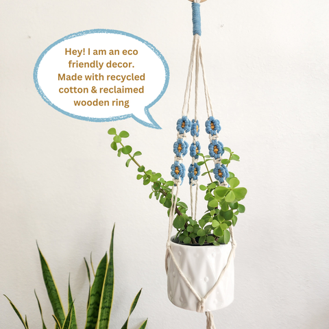 Floral Daisy Plant Hanger, Handmade Macrame Plant Accessory
