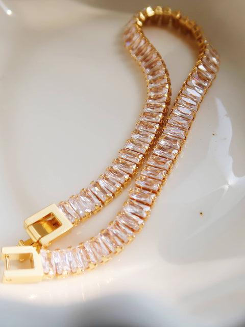 Gold Plated Tennis Crystal Bracelet