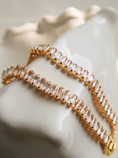 Gold Plated Tennis Crystal Bracelet