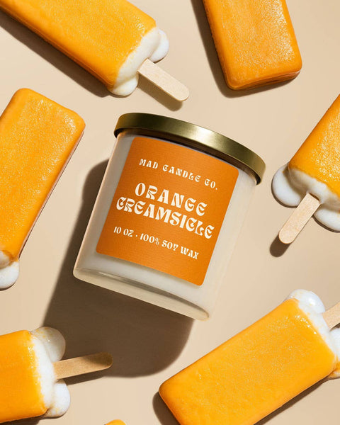 Orange Creamsicle Soy Candle - 10 oz Glass Jar & Wood Wick