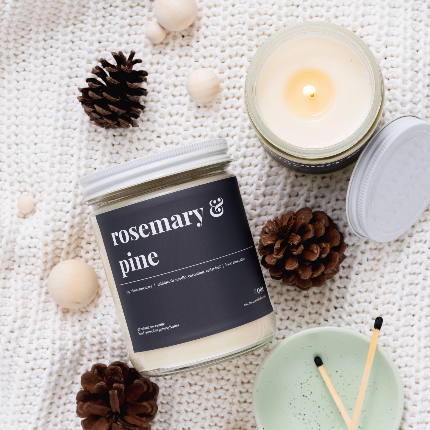 Rosemary and Pine Scented Soy Candle - 9oz