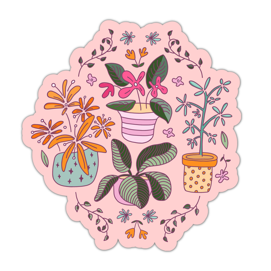 Pink Plants Sticker