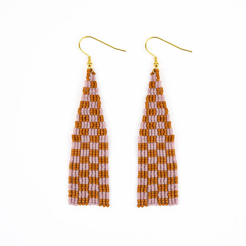 Delica Checkerboard Fringe Earrings