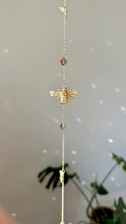 Queen Bee Suncatcher, Honey Bee Decor, Swarvoski crystals