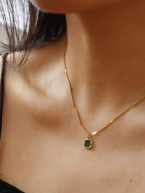 Green Malachite Gemstone Pendant Necklace
