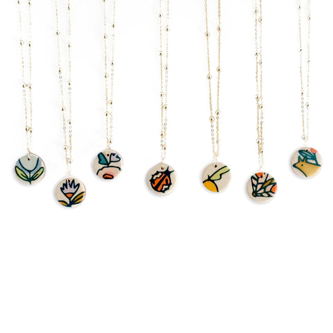Yard Flowers Charm Necklace
