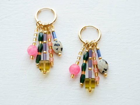 Beaded Charm Dangle Earrings