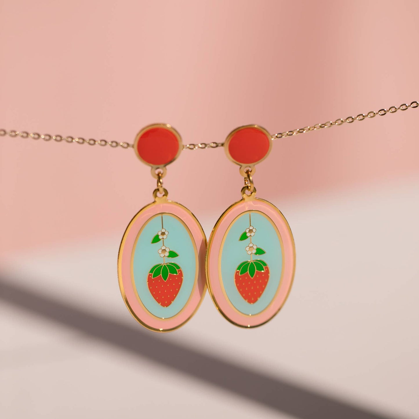 Strawberry Oval Earrings: Stud